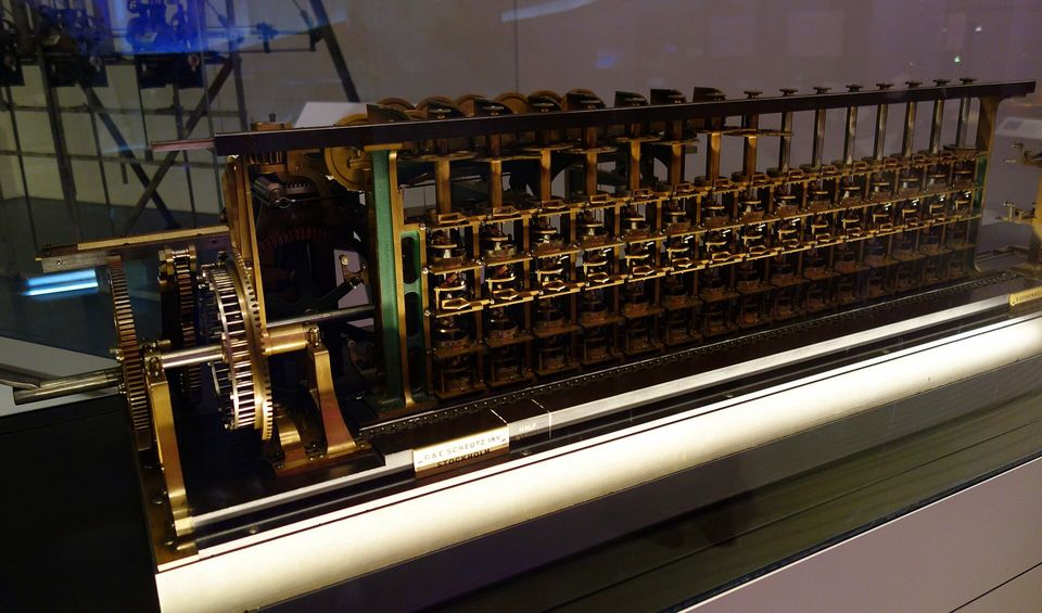 The Scheutz difference engine, a brass calculating machine built for one job: printing mathematical tables.